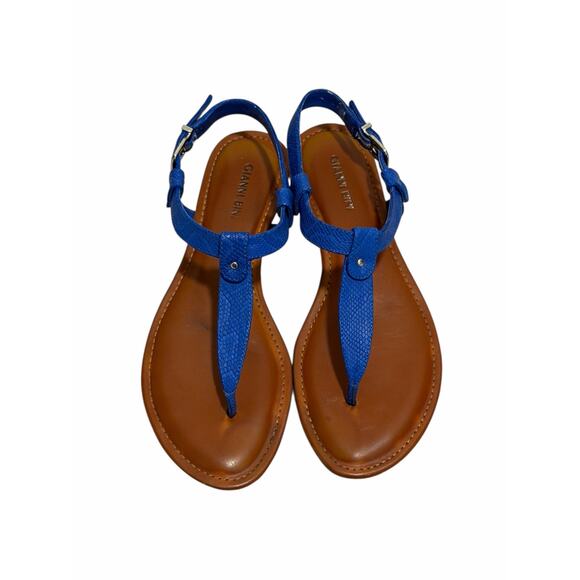 Gianni Bini Women's 9.5 Lyla Bini Blue Open Toe Buckle Closure T-Strap Sandals - Picture 2 of 7